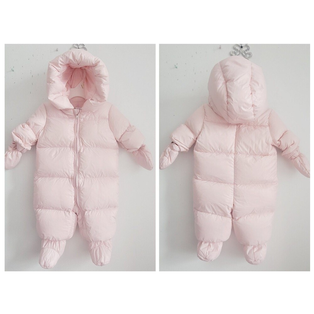 Polo Ralph Lauren Baby Girl Quilted Down Pink Snowsuit Jumper Size 3M